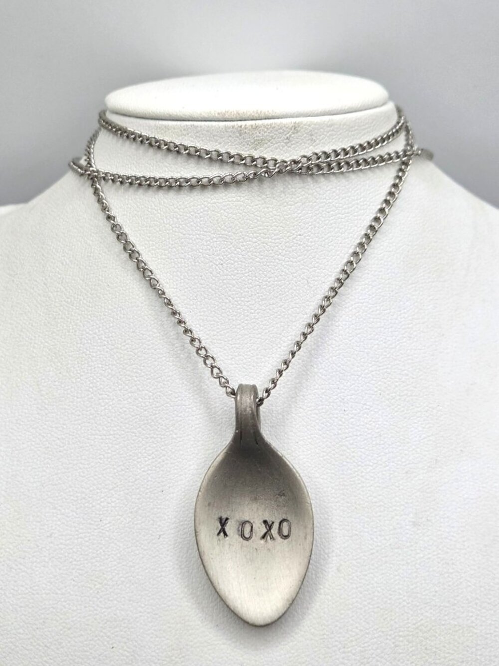 Silver Tone Spoon Pendant With "XOXO" Engraving